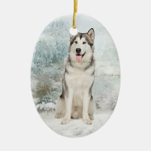 Husky prydnad julgransprydnad keramik