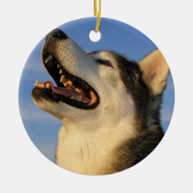 Husky prydnad julgransprydnad keramik (Framsidan)