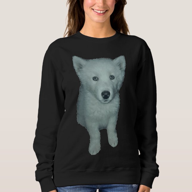 Husky Puppy Blue Ögon T Shirt (Framsida)