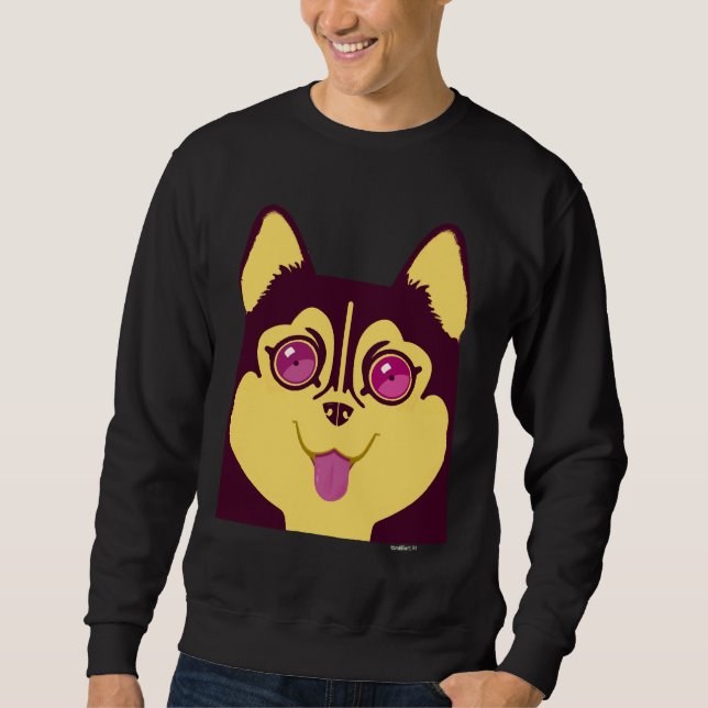 Husky Puppy Lång Ärmad Tröja (Framsida)