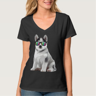 Husky Puppy Sunglasses Hundar Animals T Shirt