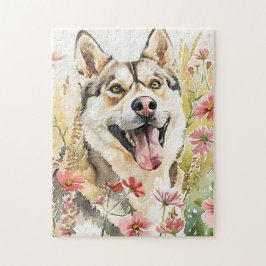 Husky Puzzle - Watercolor Hund Jigszawa Pussel