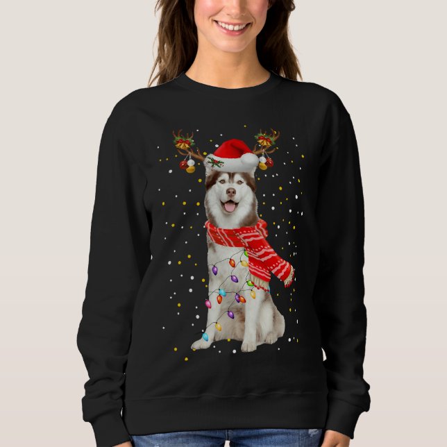 Husky Reindeer jul Ligh T Shirt (Framsida)