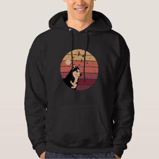 Husky Retro Vintage Sunset Hund Hoodie