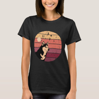 Husky Retro Vintage Sunset Hund T Shirt