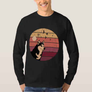 Husky Retro Vintage Sunset Hund T Shirt