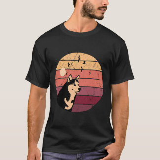 Husky Retro Vintage Sunset Hund T Shirt
