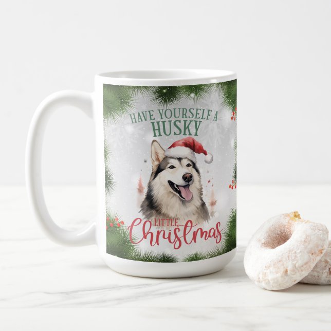 Husky Rolig hund Pun-julkaffe Mugg (Med munk)
