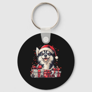 Husky Santa Hat Funny jul Siberian husky Hund Nyckelring