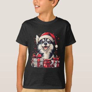 Husky Santa Hat Funny jul Siberian husky Hund T Shirt