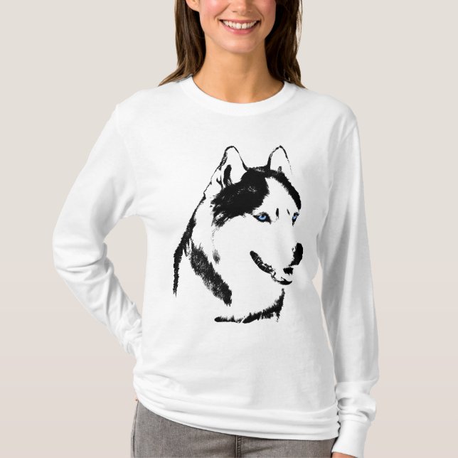 Husky Shirt Women's Långärmad Sled Hund tröja (Framsida)