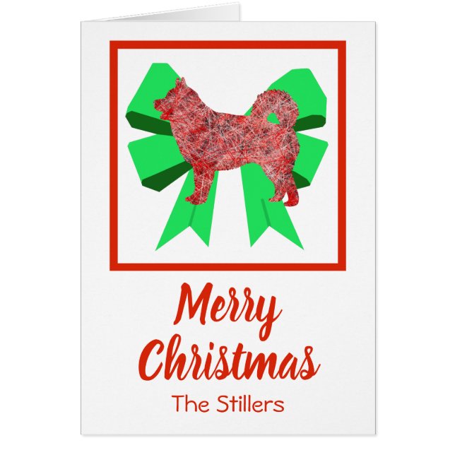 Husky Siberian Cute Jute Hund Bow Card Hälsningskort (Framsidan)
