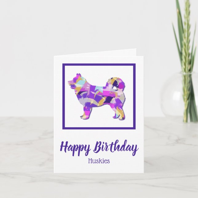 Husky Siberian Hund Silhouette PPY&B Birthday Kort (Framsida)