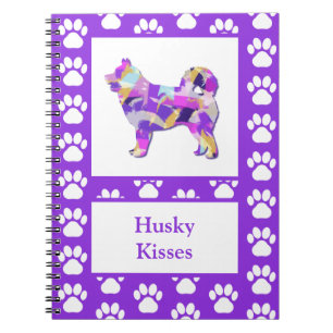 Husky Siberian Hund Silhouette Tass Lila PY&B Anteckningsbok