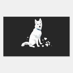 Husky Siberian husky Sweet White Snö Hund Rektangulärt Klistermärke