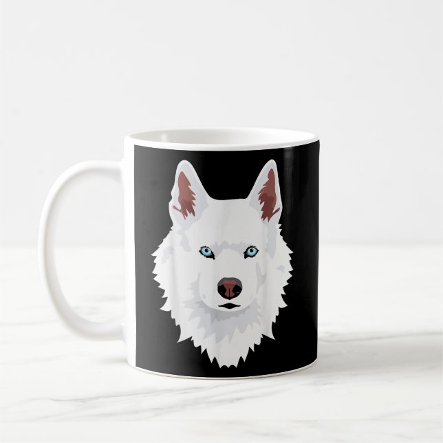 Husky - Siberian husky - White Snö Hund Kaffemugg (Vänster)