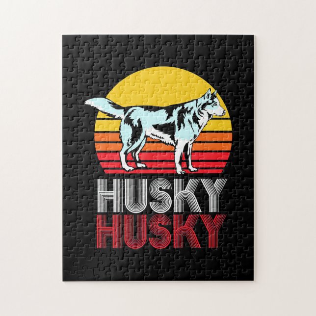 Husky Siberian Retro Vintage Pussel (Vertikal)