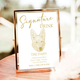 Husky Sibir Hund Bröllop Namnteckning Drink-tecken Poster