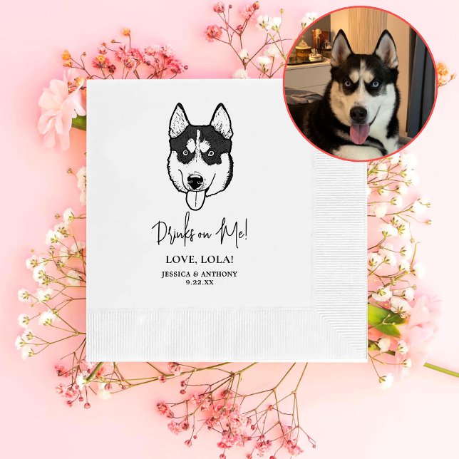 Husky Sibir Hund Personlig Drinks på mig Pappersservett (Skapare uppladdad)