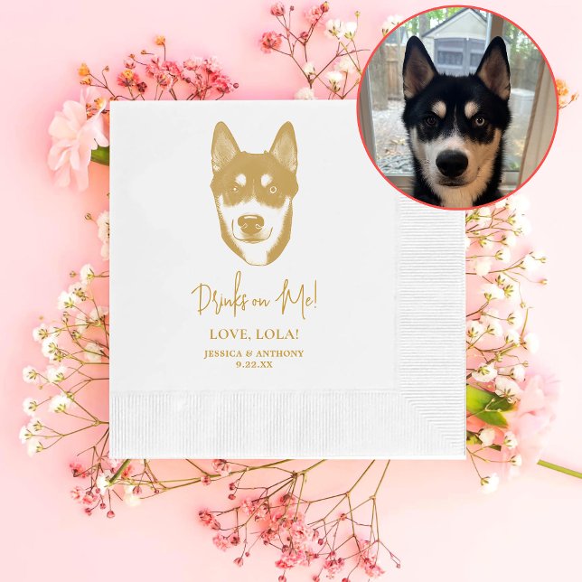 Husky Sibir Hund Personlig Drinks på mig Pappersservett (Skapare uppladdad)