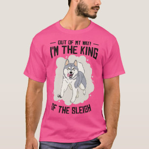 Husky Sledding Kung i Sleigh Sled Hund Tävla T Shirt