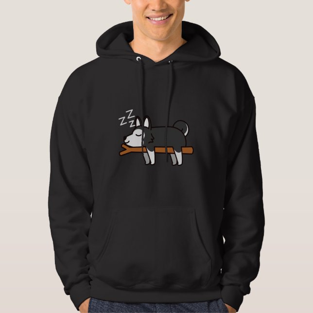 Husky Sleeping Lazy Hoodie (Framsida)