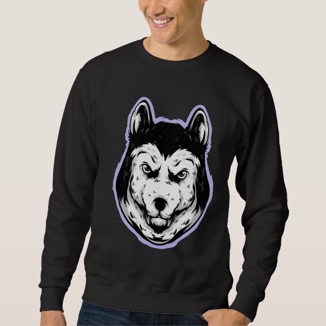 Husky Stern Stil Lång Ärmad Tröja (Framsida)