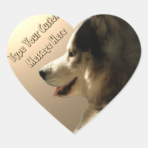 Husky Stickers Siberian husky Malamute Stickers Hjärtformat Klistermärke