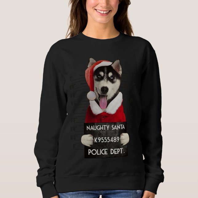 Husky Syberian Santa Julafton T Shirt (Framsida)