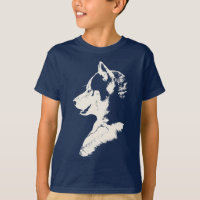 Husky T-Shirt Barn Sledhund Konst Barn T-Shirts
