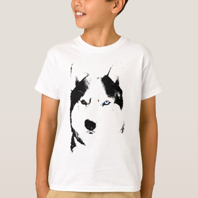 Husky T-Shirt Kids Sled Hund Kid Husky Ringer Shir (Framsida)