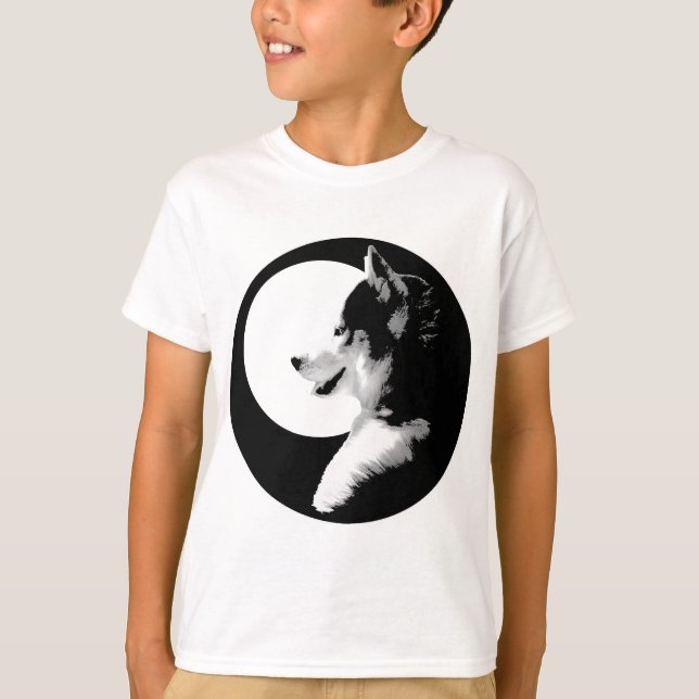 Husky T-Shirt Kids Sled Hund Kid Husky Ringer Shir (Framsida)