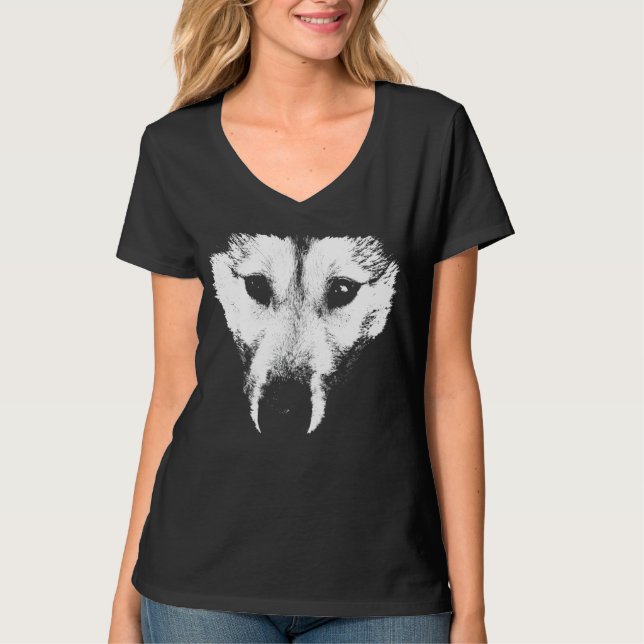 Husky T-Shirt Women's Husky Varg Art Tee Hund tröj (Framsida)