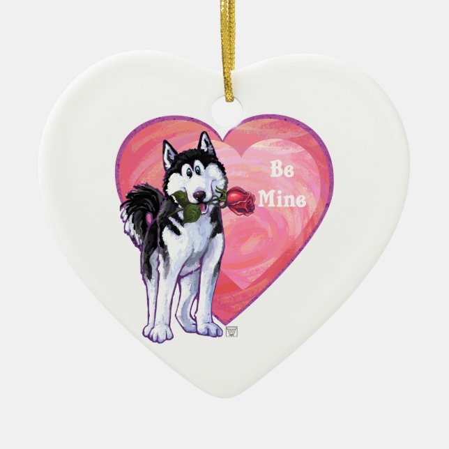 Husky Valentindagen Julgransprydnad Keramik (Framsidan)