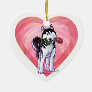 Husky Valentindagen Julgransprydnad Keramik