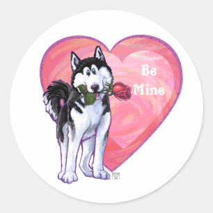 Husky Valentindagen Runt Klistermärke