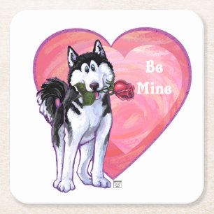 Husky Valentindagen Underlägg Papper Kvadrat