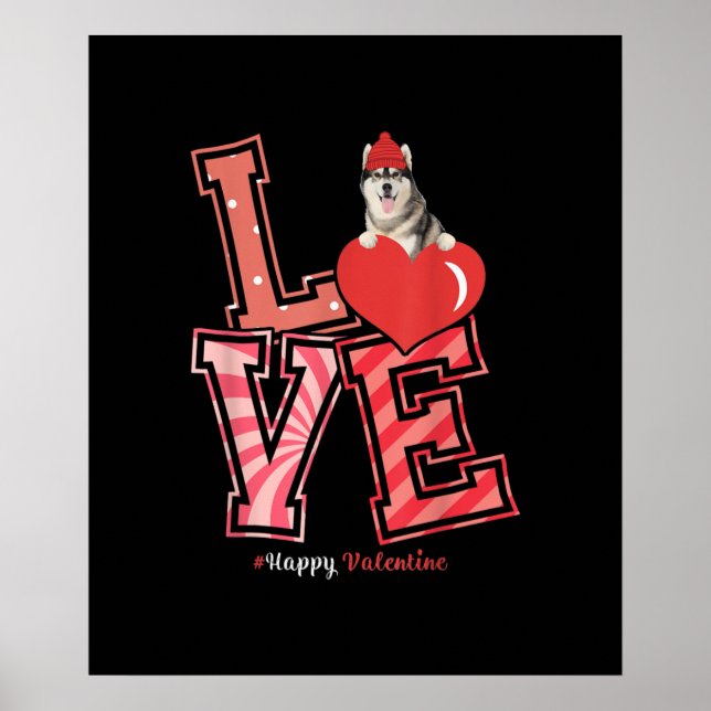 Husky Valentines day Gift | Husky Heart Design Poster (Framsidan)