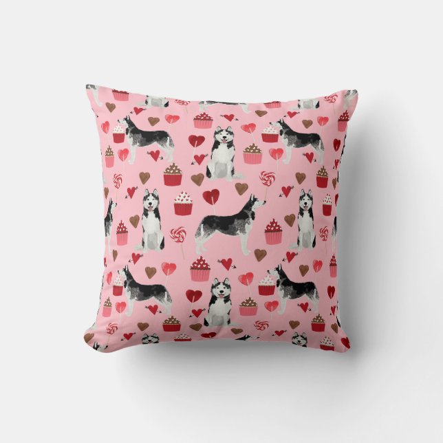 Husky Valentines day Hund Pillow Kudde (Framsida)