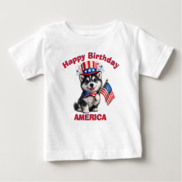 Husky Valp (2a) Patriotisk Barn T-Shirt