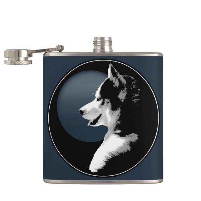Husky Valp Flask Anpassningsbar Siberian husky Dri Fickplunta (Öppnad)