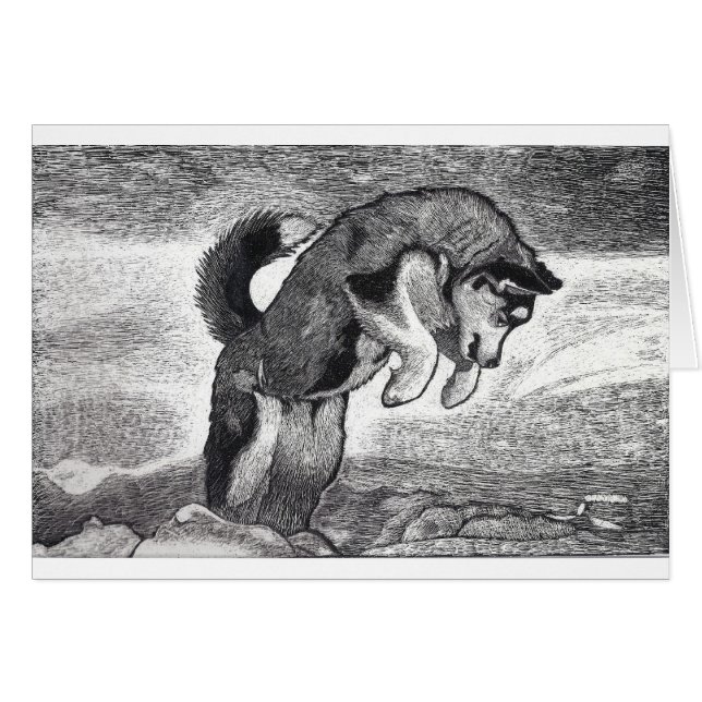 Husky valp hälsningskort (Framsidan Horizontal)