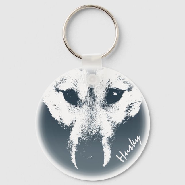 Husky Valp Keychain Husky Varg Hund Anpassningsbar Nyckelring (Framsida)