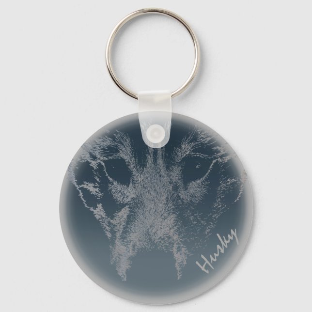 Husky Valp Keychain Husky Varg Hund Anpassningsbar Nyckelring (Framsida)