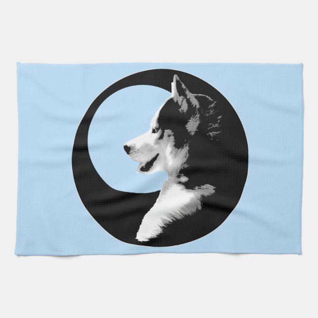 Husky Valp Towel Husky Malamute Tea Towel Kökshandduk (Horisontell)