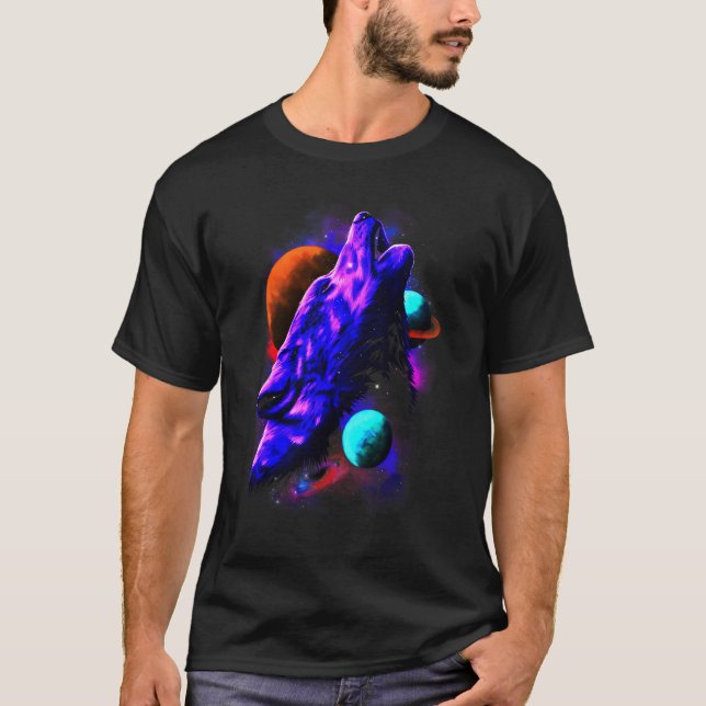 Husky Varg Isig Måne Galaxy T Shirt (Framsida)
