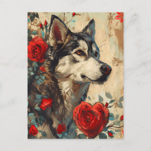 Husky Vintage Valentines dag Vykort