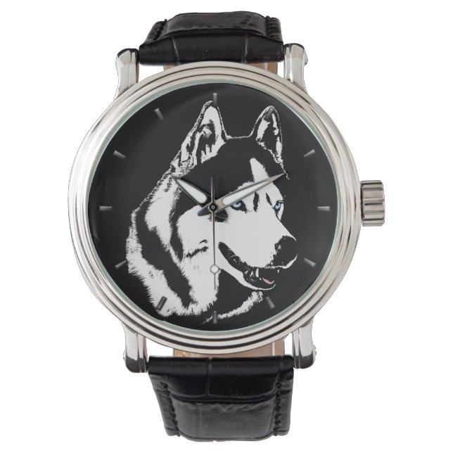 Husky Watch Siberian husky Malamute Wrist Watch Armbandsur (Framsida)