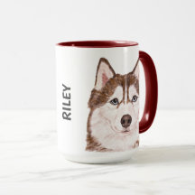 Husky Watercolor Personlig mugg