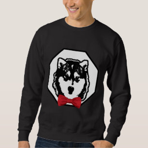 Husky Wearing Red Bowtie Handsome Hund aveln Lång Ärmad Tröja